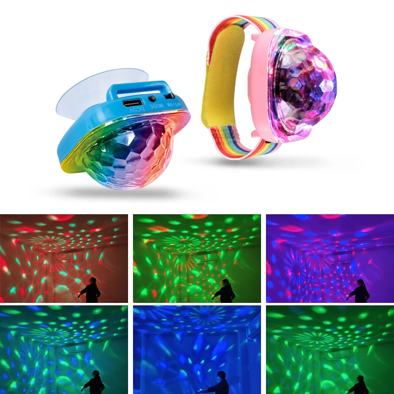 Mini Portable LED Lamp Night Strobe Watch Bracelet USB Charging Voice Controlled Disco Ball Light for Party Car Dancing DJ Club