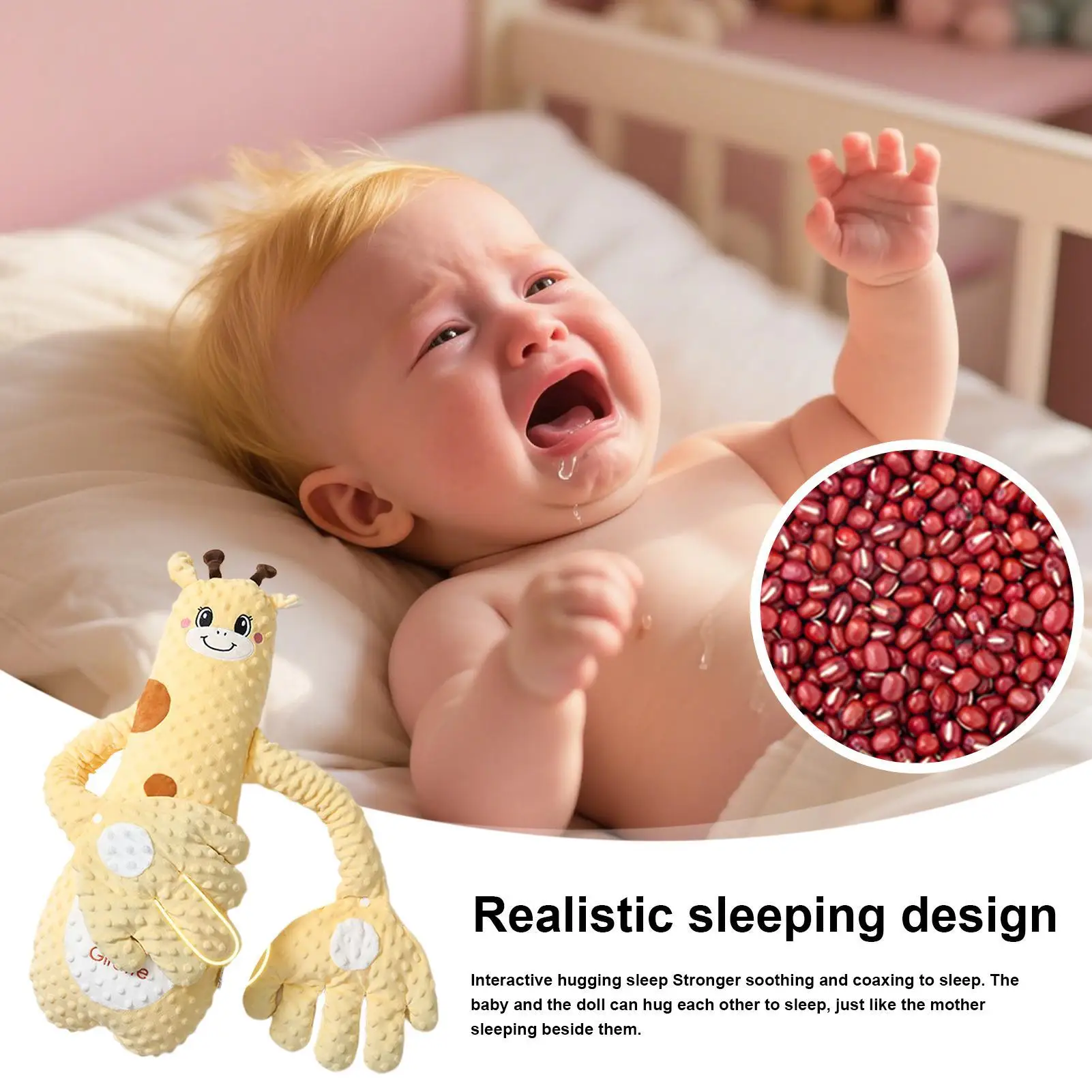 赤ちゃん用睡眠パッド-68cm-赤ちゃん驚愕防止-睡眠補助具-自動手拍子枕-快眠おもちゃ