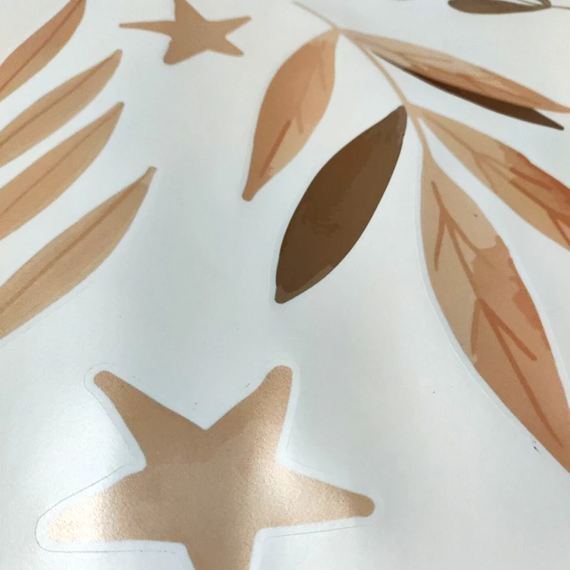 Boho Cartoon Plant Wall Stickers For Kids Rooms Star Feather Leaves Wallpaper Nursery  Home Decoration Interior Decals Wall Art