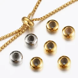 10pcs 6/7/8/10mm Stainless Steel Adjustment Beads with Non-slip Silicone Ring Gold Stopper Spacer Beads for Jewelry Making DIY