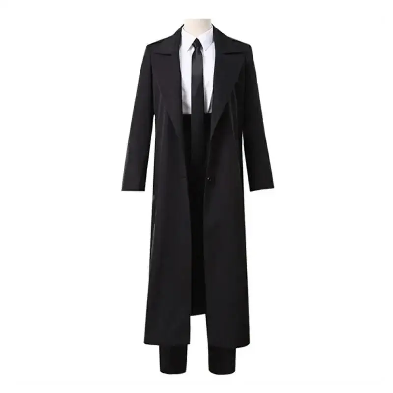 Anime Makima Uniform Cosplay Costume Suit Trench Coat Shirt Tie Pants Wig Halloween Easter Outfit view 3