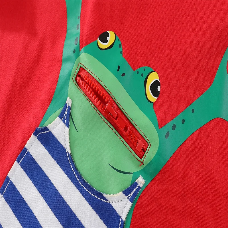 3-12 Years Boy T shirts Long Sleeve Frog Applique Animals Hot Selling Baby Striped Brand Fashion Boy T shirt Boys Tops & Tees