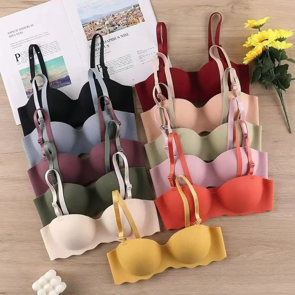 

Trendy Comfort One-piece Underwear Adjustable Candy Color Pushup Bra Anti-sagging Lifting Wireless Bra Women