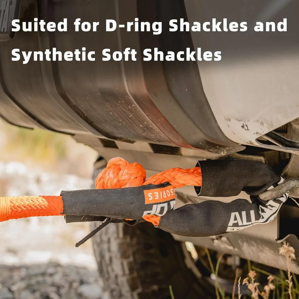 طقم حبل استعادة مرن عالي القوة مع أغلال ناعمة، سعة 48000 رطل، 1 بوصة × 20 قدم، مناسب للاستخدام عالي التحمل، 1