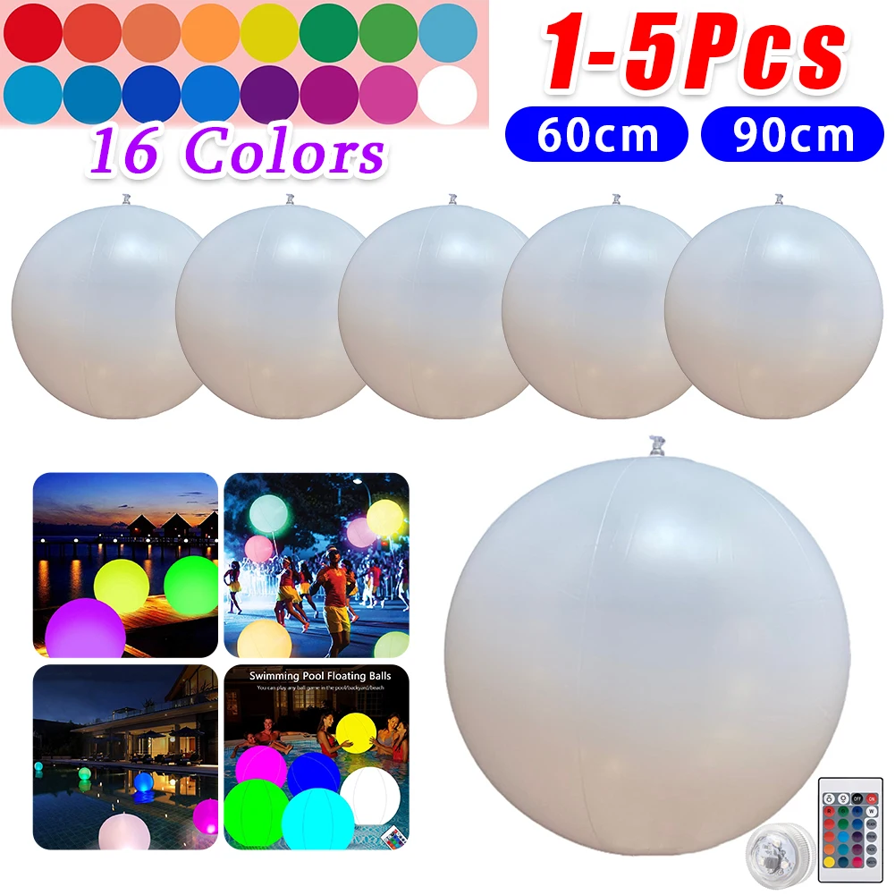 Bola hinchable luminosa con Control remoto, globo LED brillante, 16 colores, globo inflable brillante para playa, decoración para fiesta de cumpleaños