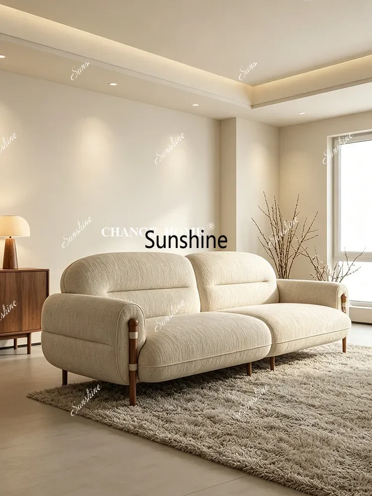 French cream wind can be fully disassembled and washed, the sofa is simple and small, and the living room is lined up with