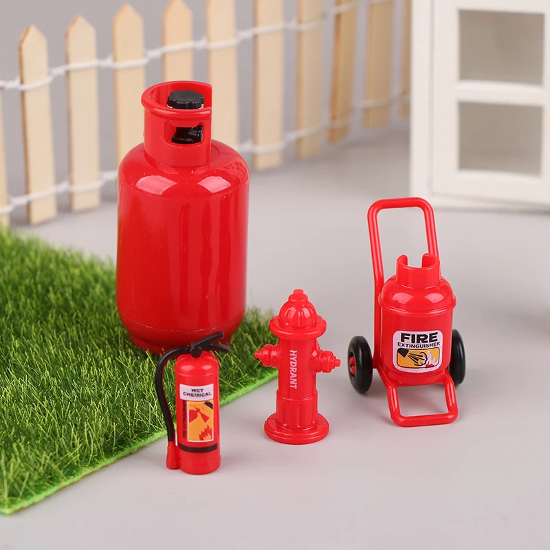 1/12 Dollhouse Gas Tank Fire Extinguisher Fire Hydrant Model Dollhouse Decoration Dolls House Scene Toys Pretend Play Toys