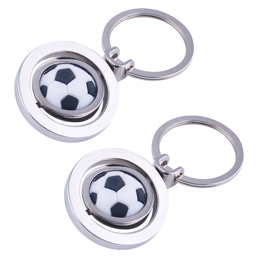 

2Pcs Soccer Key Chains Small Rotary Balls Stylish Sports Fan Souvenir Gifts Decorative Key Rings Sports Present