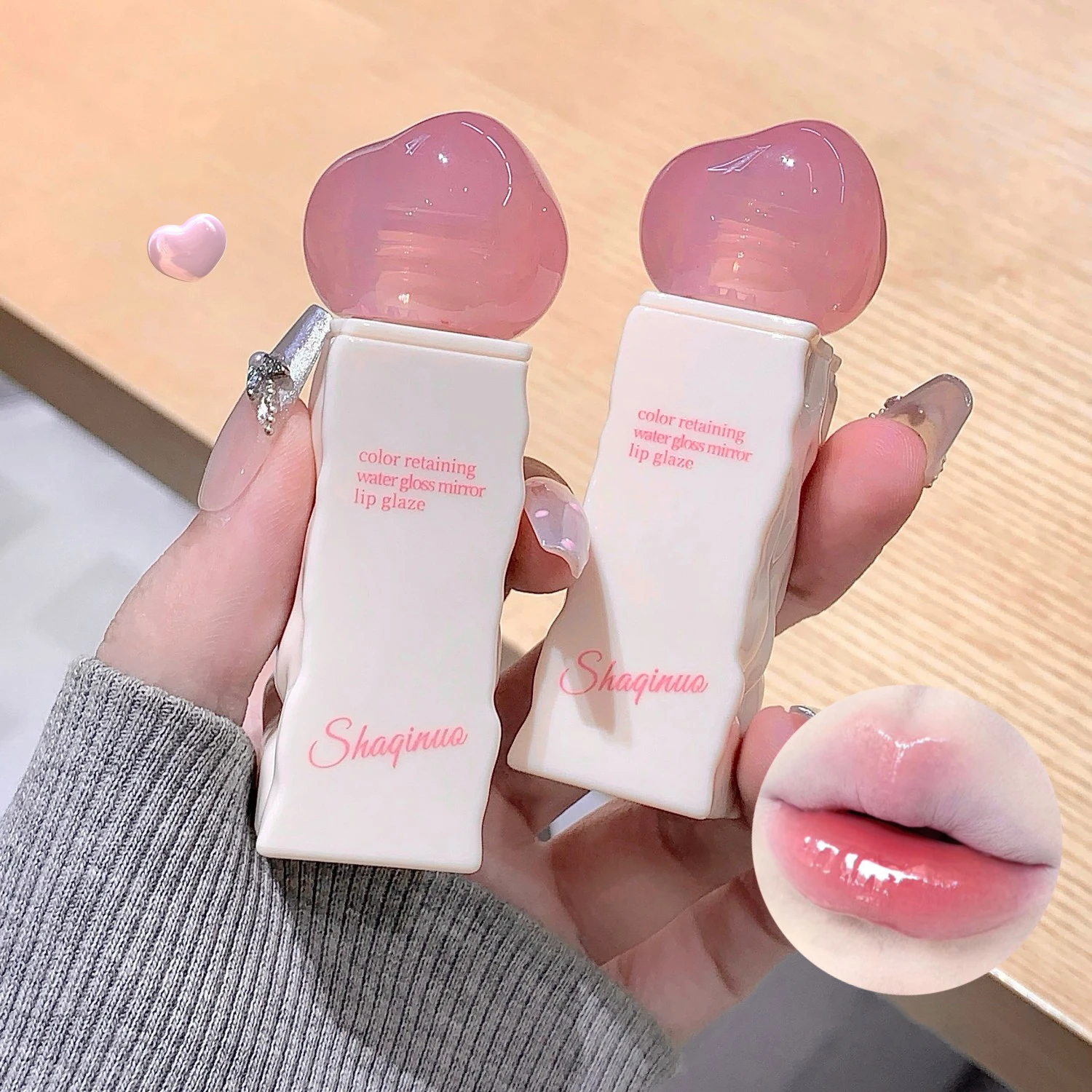 واضح مرآة ترطيب المياه السائل أحمر الشفاه دائم ترطيب الوردي ملمع الشفاه ممتلئ الجسم مثير الشفاه تينت ماكياج مستحضرات التجميل الكورية #4