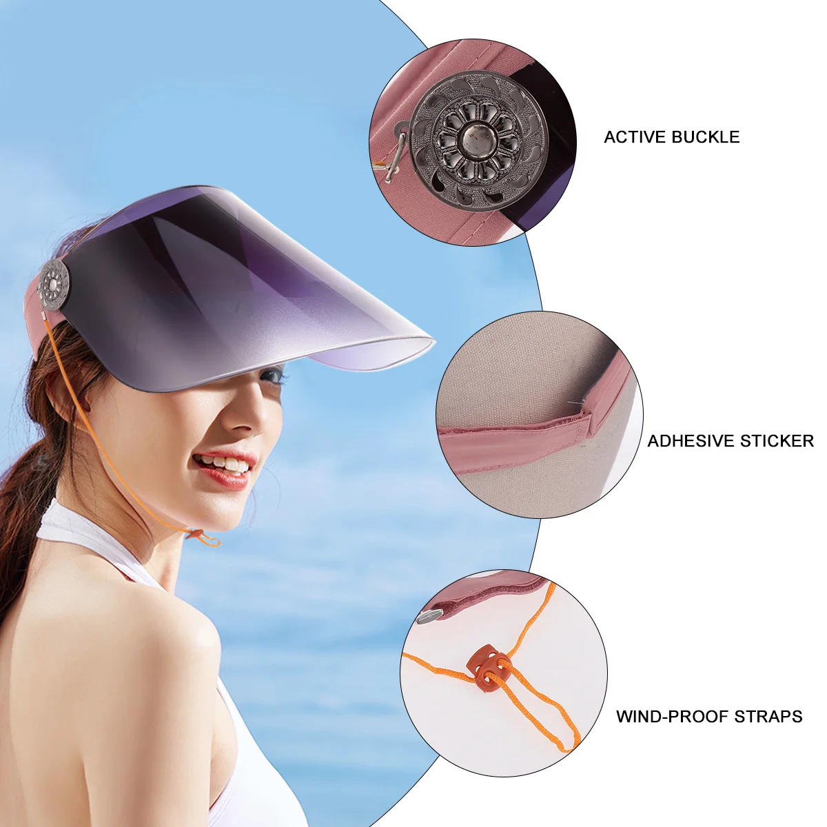 

Sun Protection Hat Breathable Empty Design Face Cover Cap For Outdoor Fishing Cycling Camping Kitchen Use Transparent Pink