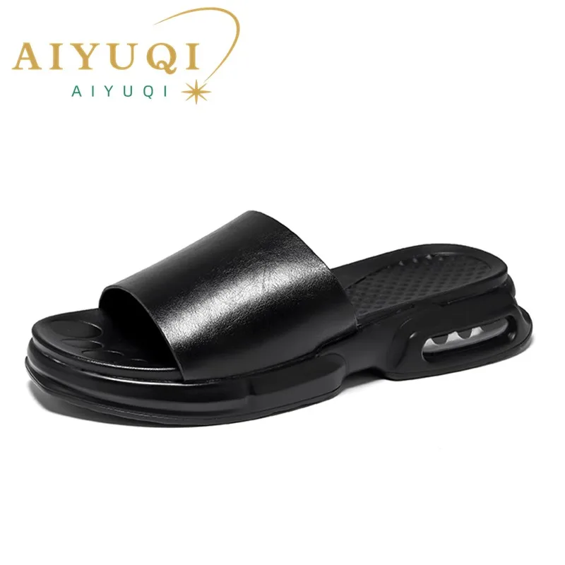 

AIYUQI Men Slippers Outside Wear 2023 New Men Slippers Summer Genuine Leather Thick Sole Non-slip New Men Slippers