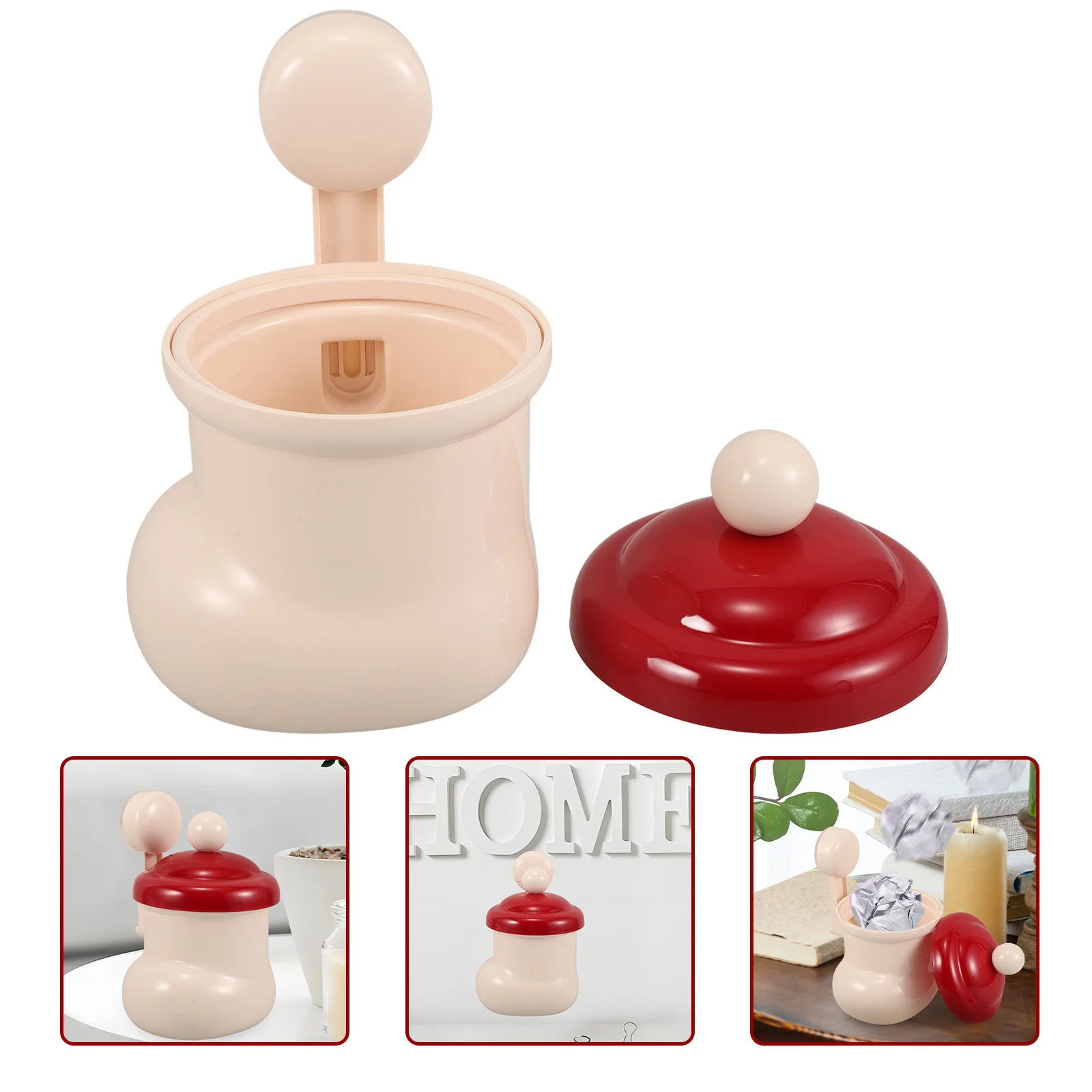 

Cute Christmas Boot Mini Trash Can with Lid Desk Waste Bin Wall Mountable for Kitchen Bathroom Office Home Decor