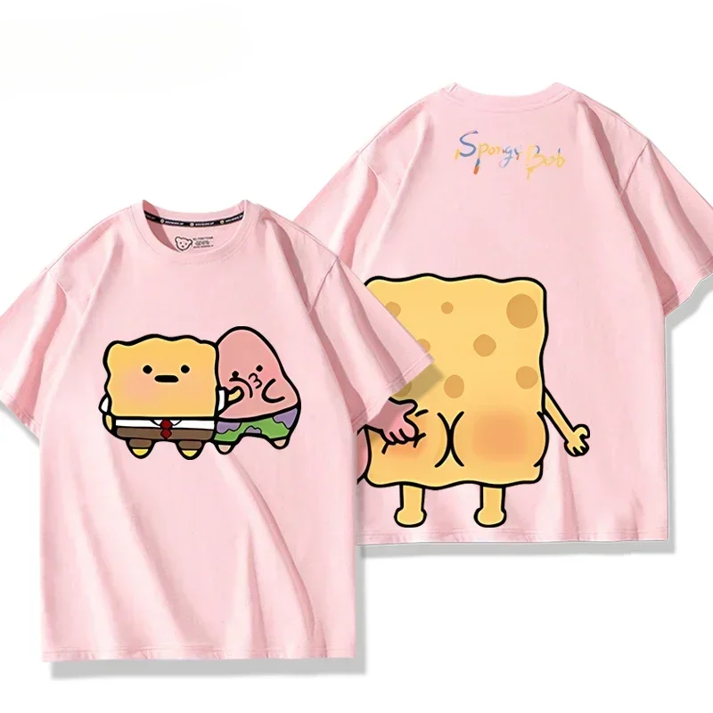 SpongeBob Patrick Star 100% cotton short-sleeved couple parent-child summer T-shirt outdoor street fashion casual tops