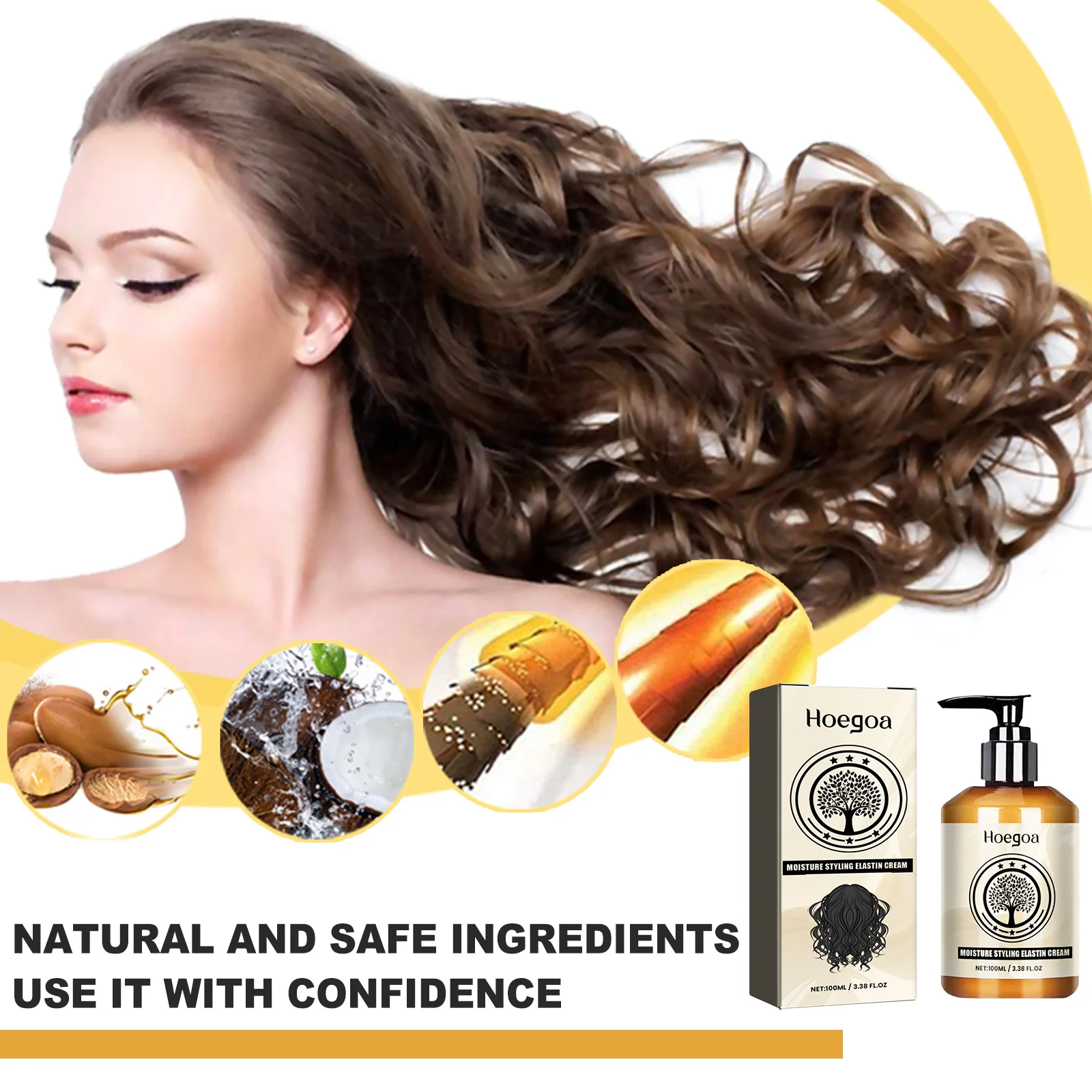 Moroccan Curly Hair Moisturizing Elastic Repair Damaged Dryness Straightening Curly Hair Natural Fluffy Hair  Styling Care 100ML