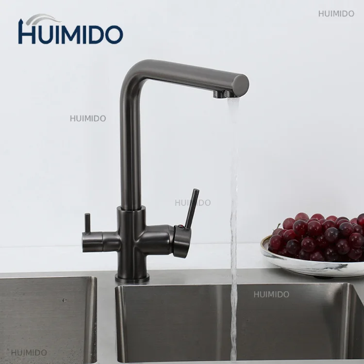 Hot Sale 3 Way Faucet Brass Basin Water Purifier Faucet Gun Grey Finish Drinking Water Kitchen Mixer