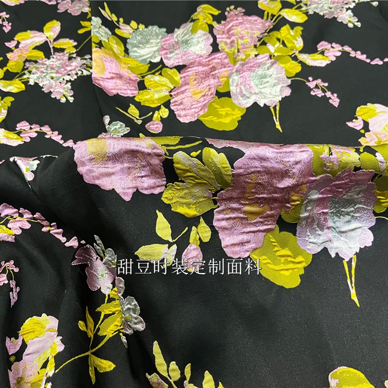 Yarn-dyed Brocade Jacquard Fabric Flower Dress Trench Coat Clothing European Brand Fashion Design Sew Wholesale Cloth by Meter