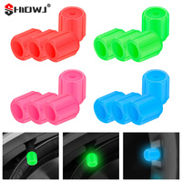 4Pcs Universal Fluorescent Luminous Tire Valve Stem Covers Car Tire Valve Cap Green / Yellow / Blue / Red Fluorescent Powder