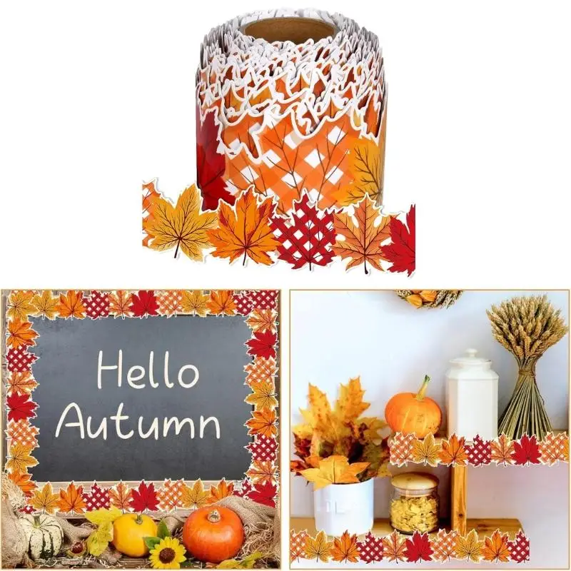 

96GE Thanksgiving Border Trim Wall Sticker 32.8ft Bulletin Board Border Sticker