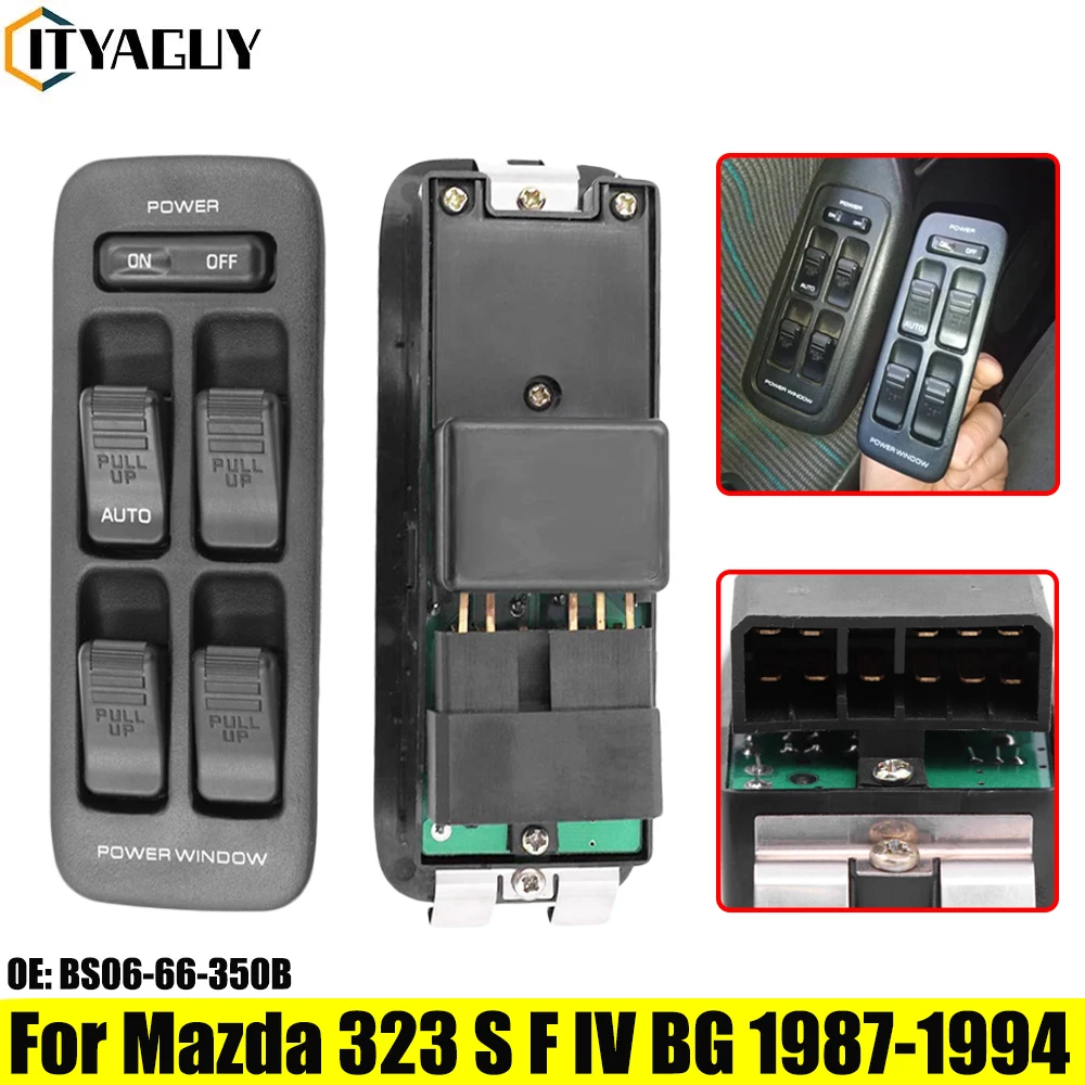 BS06-66-350B BS0666350B Front Left Hand Driving Electric Power Window Switch Button For Mazda BG 323 CA7130 1987-1994 BS0666350A