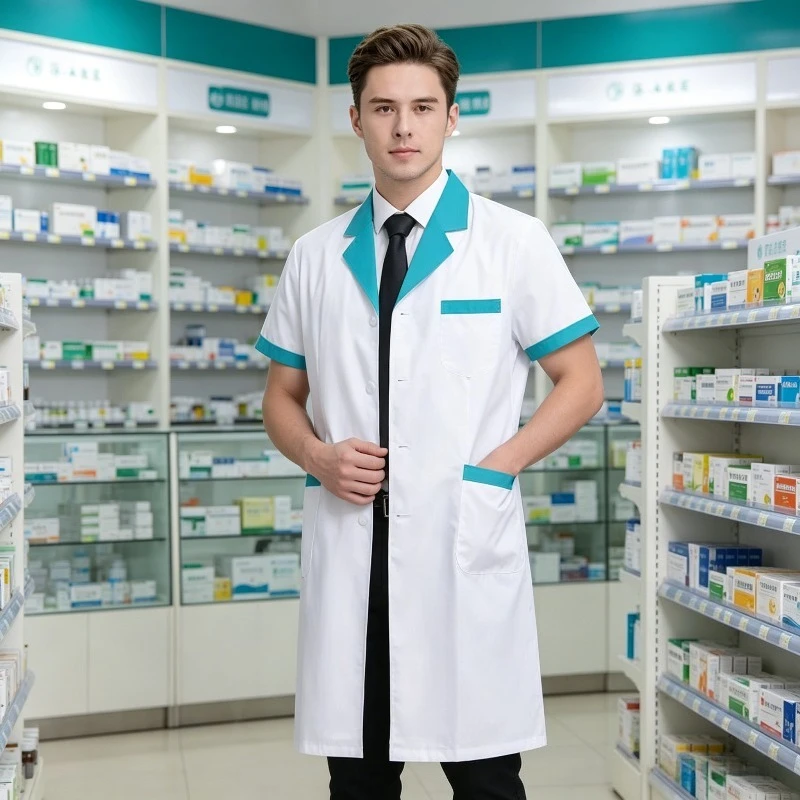 

Men's Short Sleeved White Coat, Pharmacy Specific Workwear, Dental Clinic Doctor's Uniform, Beauty Salon Workwear