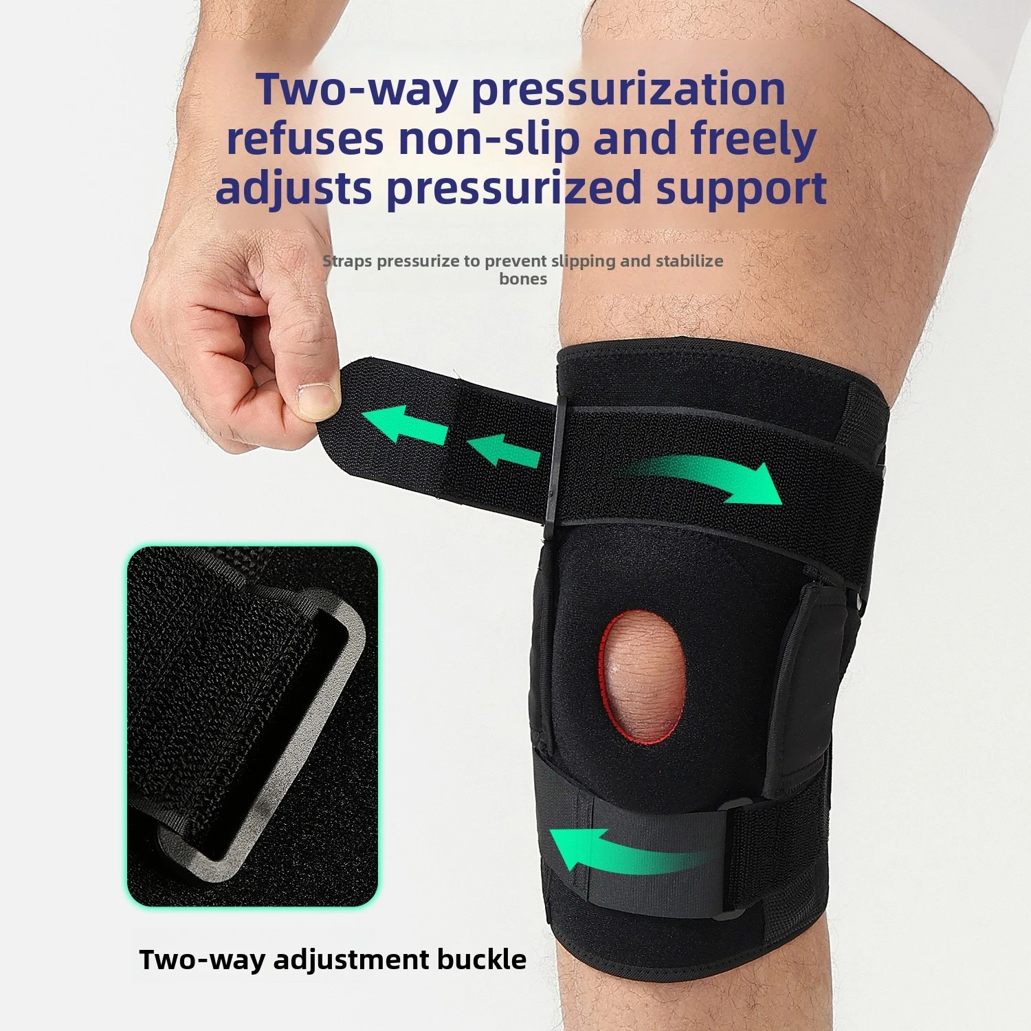 منصات الركبة الرياضية الخارجية الجديدة سبائك الألومنيوم دعم سيليكون امتصاص الصدمات حماية الركبة حزام معزز عالمي