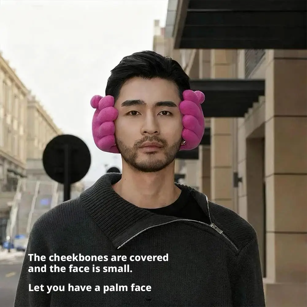 غطاء للأذنين شتوي مضحك على شكل يد للدفء للجنسين غطاء للأذنين رياضي خارجي مصنوع يدويًا مع حماية من القطيفة لركوب الدراجات والتزلج