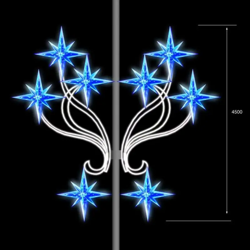 Custom. hanging 3D Shape street decoration pole mounted motif light