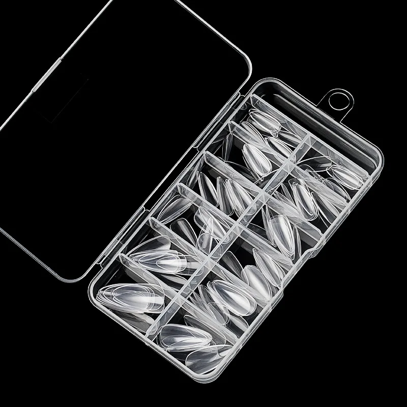 Parches de Uñas de Almendra Transparentes de Longitud Media Sin Rastro, 20 Piezas, Sin Necesidad de Pulir, Uñas Postizas Fác...