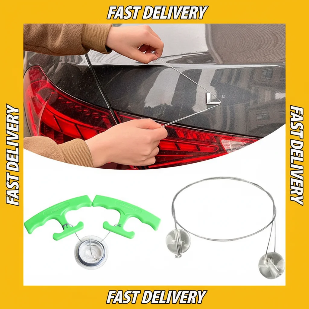 Car Emblem Remover Tool Kit Professional Auto Body Debadge Kit with Fishing Line & Handles Logo Sticker Removal Tool for Cars