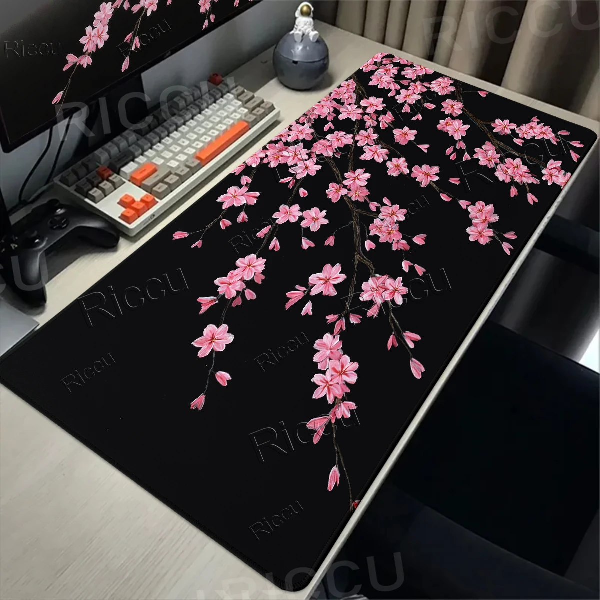 Japan Cherry Blossom Mouse Pad XXL Black Laptops Gaming Deskmat Sakura Mousepad Office Carpet Gamer Keyboard Computer Table Mats