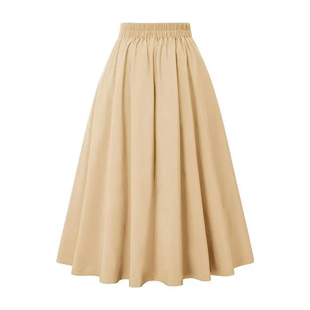 

Office Lady Skirt High Waist A-line Midi Skirt Buttoned Office Lady Workwear with Pockets Solid Color Elegance for Women High