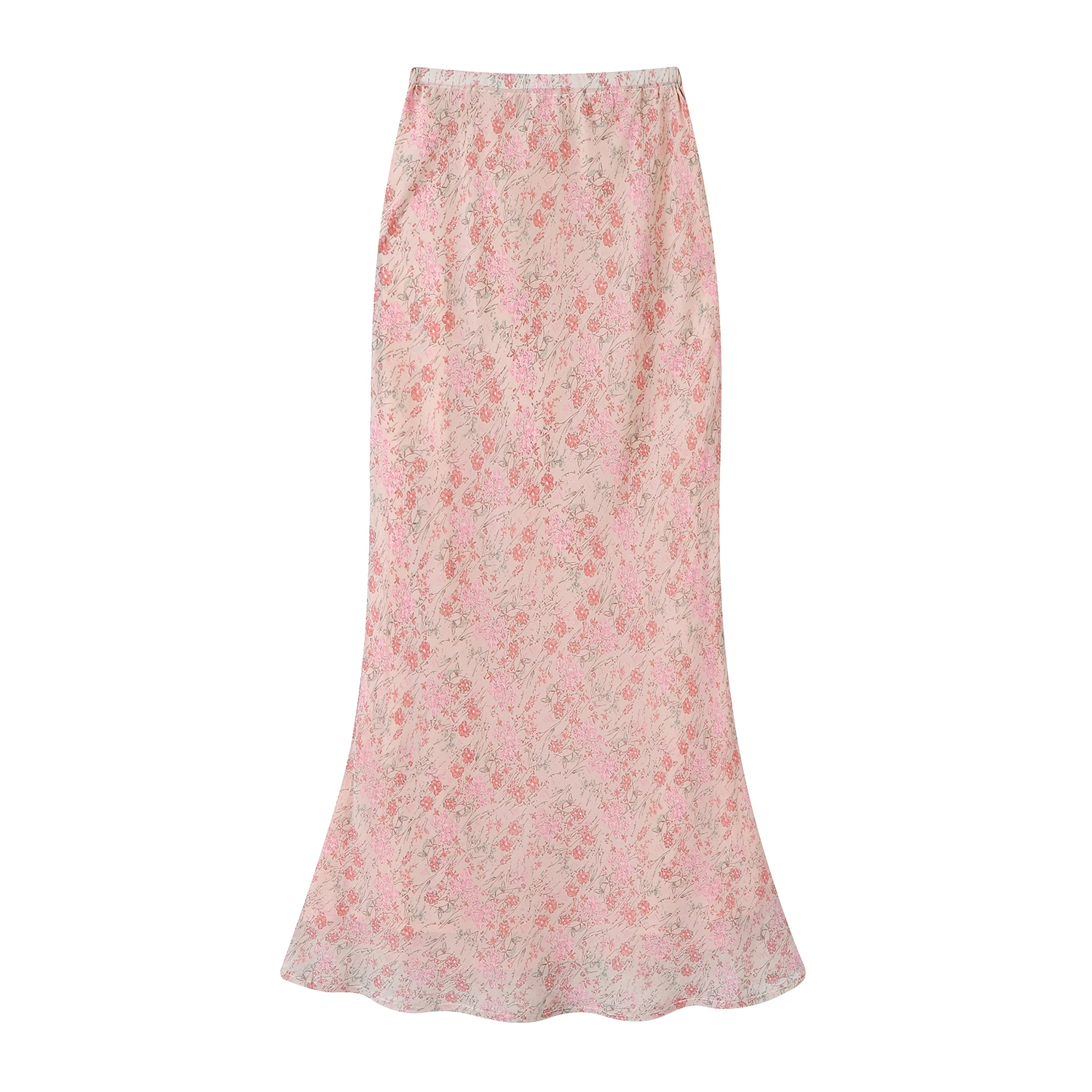 

High Waist Vintage Pink Floral Printed Women's Umbrella Long Skirts 2025 New Summer Casual Loose A-line Fishtail Skirts Female