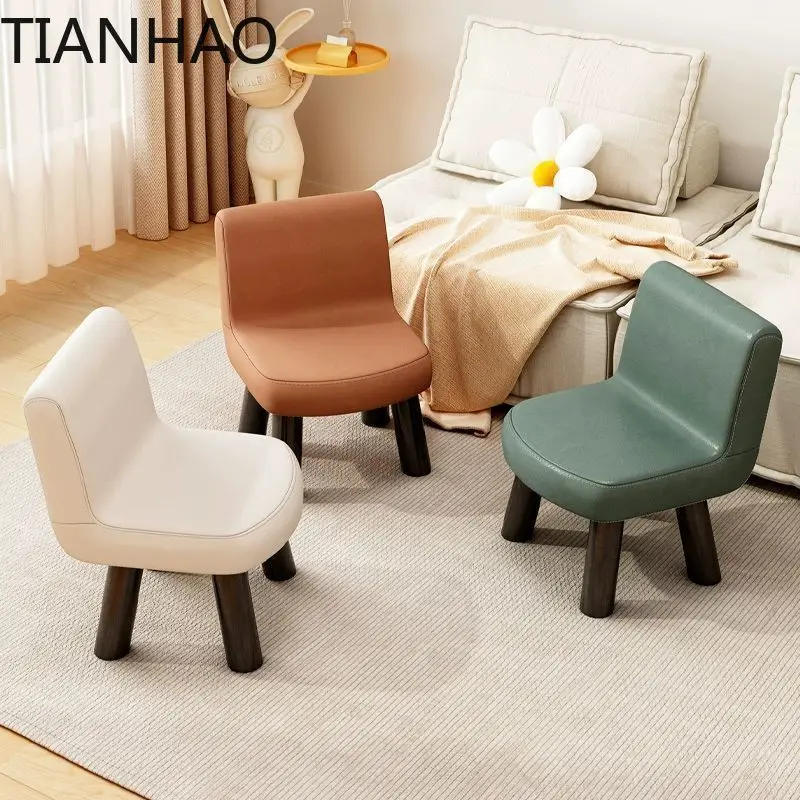Household Low Back Small Chair Adult Bench Children's Living Room Coffee Table Low Foot Sofa Stool Shoe Stool