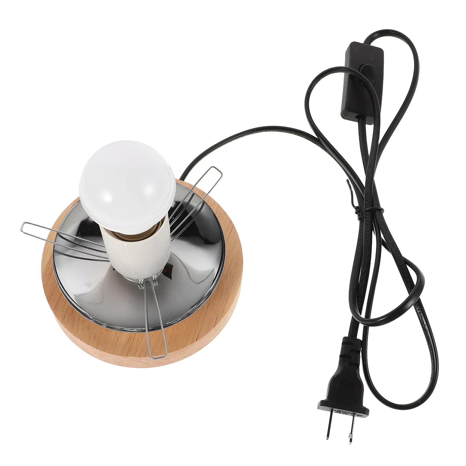 

E27 Vintage Lamp Holder Round Glass Shade Wooden Base Unique Three-Prong Clip Design DIY Table Lamp Base Home Office Essentials