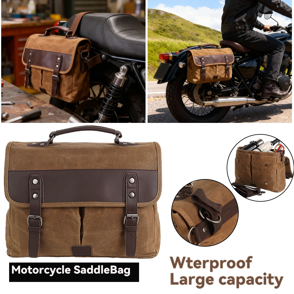 

Universal Motorcycle Retro Bag Luggage Travel Waterproof Side Bag Large Capacity Quick Release Tool Tail Bag Motorbike Saddlebag