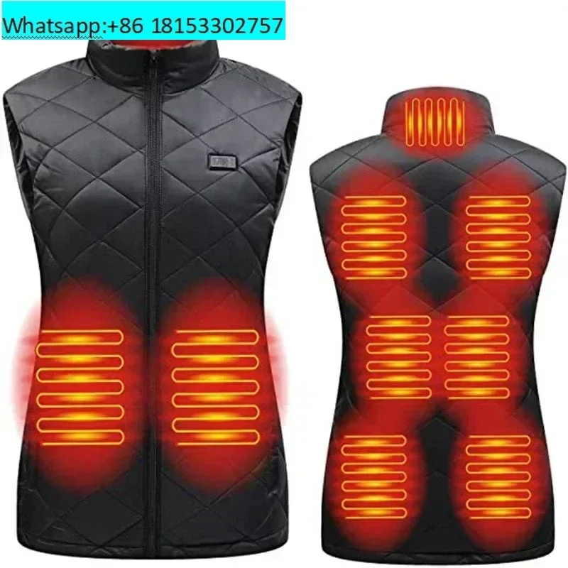 Women 9-zone Dual Switch Heating Vest Autumn and Winter Cotton Vest USB Infrared Electric Heating Suit Flexible Thermal Vest