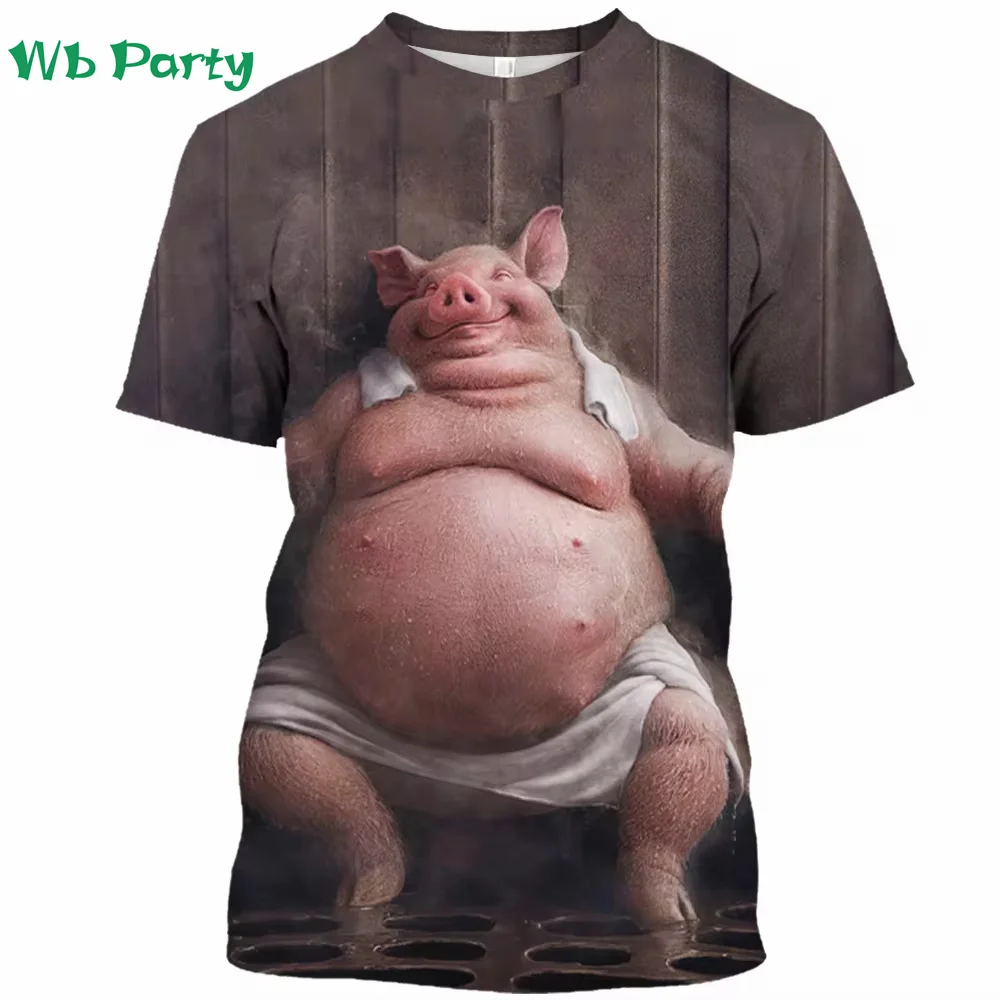 Summer Pig Print Clothes Men Funny 3D Print Men\'s Summer Clothes Designer Man T shirt Short Sleeve Tee Pig Shirts Graphic Tee