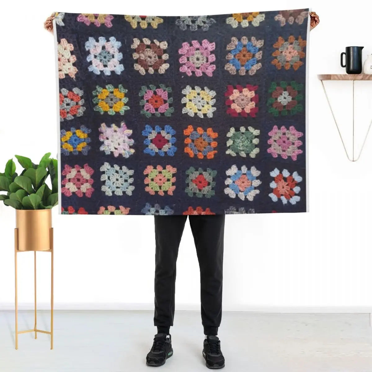 

Vintage Crochet Blanket Throw Blanket Lightweight Warm Blanket for Travel Camping