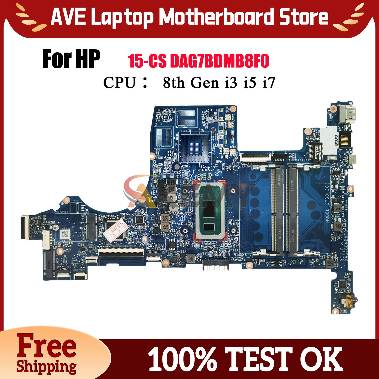 

DAG7BDMB8F0 для ноутбука HP Pavilion 15-CS 15T-CS, материнская плата L50261-601 L34169-601 с процессором i3 i5 i7 8-го поколения, 100% полностью протестировано