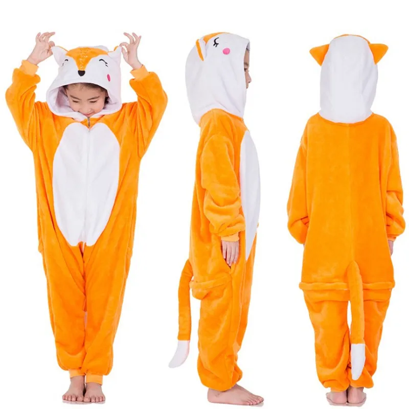 CLEAR STOCK Tiger Unicorn Dinosaur Giraffee Cow Children Cartoon Kigurumi Kids Onesie Pajamas Carnival Costume Homewear