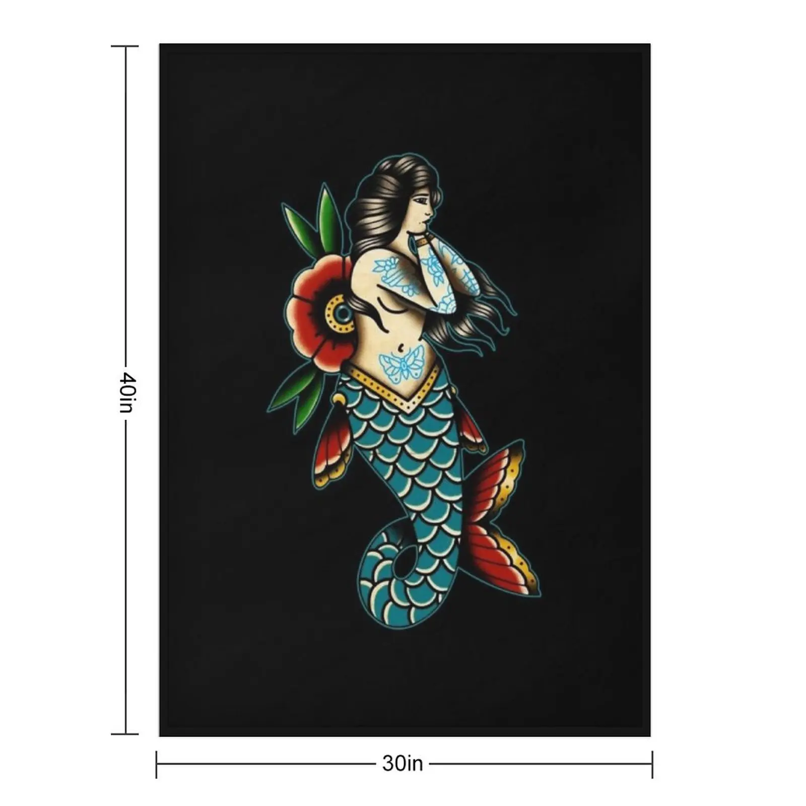 Sailor Jerry Mermaid Throw Blanket Soft Plaid Thermals For Travel Soft Big Luxury Throw Retros Sofas Blankets