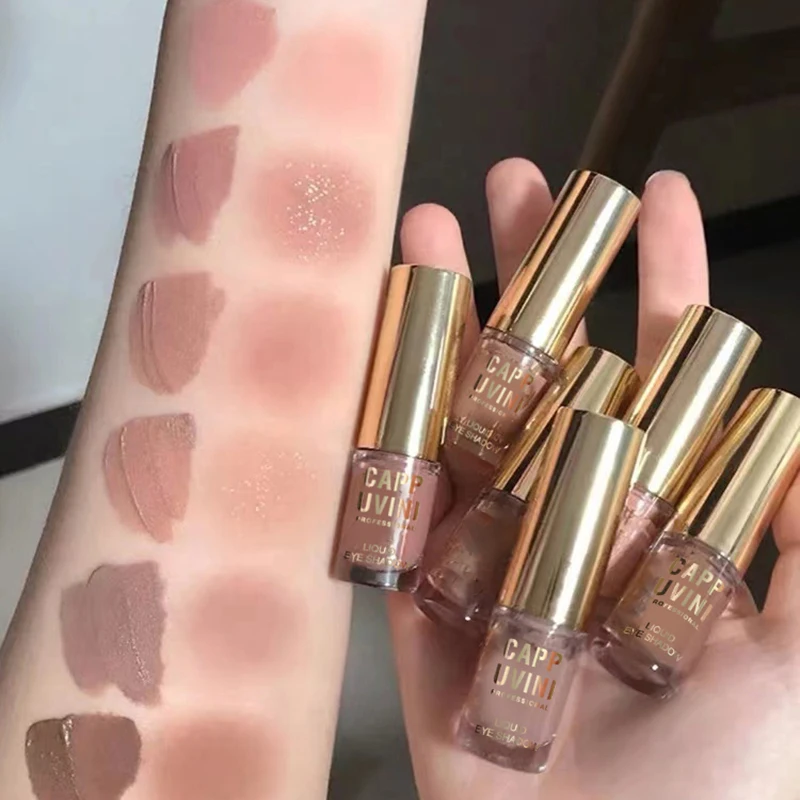 1Pc Brown Glitter Liquid Eyeshadow Stick Fine Shimmer Matte Cheek Blush Contour Coffee Milk Eye Shadow