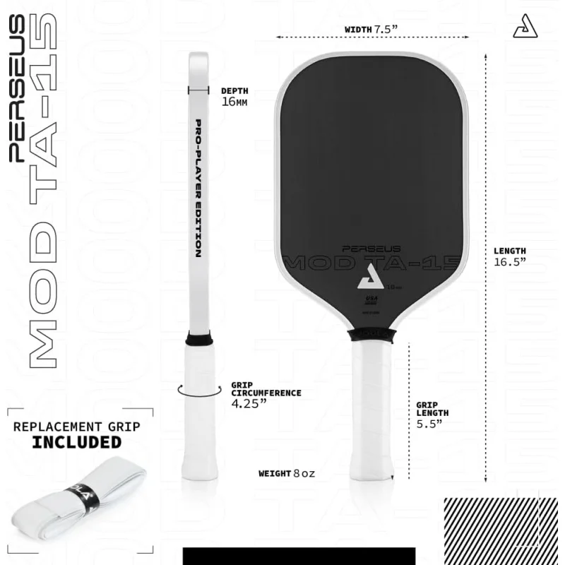 AQJOOLA Perseus MOD TA 15 16mm Pro Player Edition Pickleball Paddle-Charged Carbon Surface Technology-Carbon Fiber Pickleball