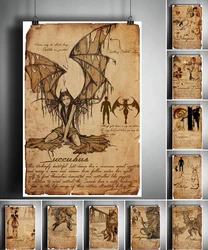 Vintage Horror Vampire Monster Devil Girl Posters Werewolf Magic Witchcraft Poster Canvas Painting Wall Art Home Room Decor