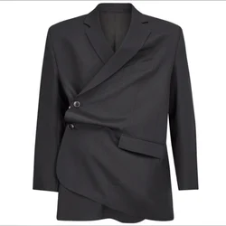 2023 Europe and the United States of the same type of large profile wrap jacket asymmetrically misplaced fold suit jacket