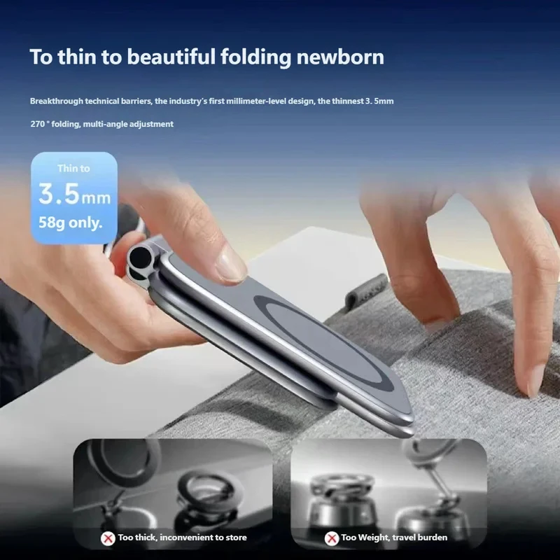 Ultra Thin Magnetic Foldable Car Phone Holder, 3200 Gauss Magnet Dual Use Car & Desktop Phone Mount image 2
