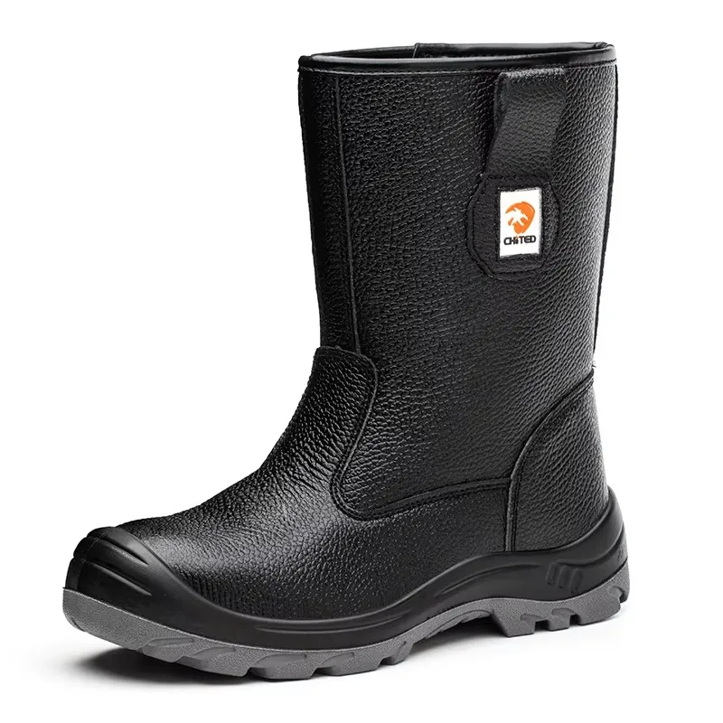 Waterdichte halfhoge laarzen Veiligheidsschoenen voor heren Werk leren laarzen Anti-smash Anti-lek Industriële schoenen Beschermende laarzen Koeienhuid
