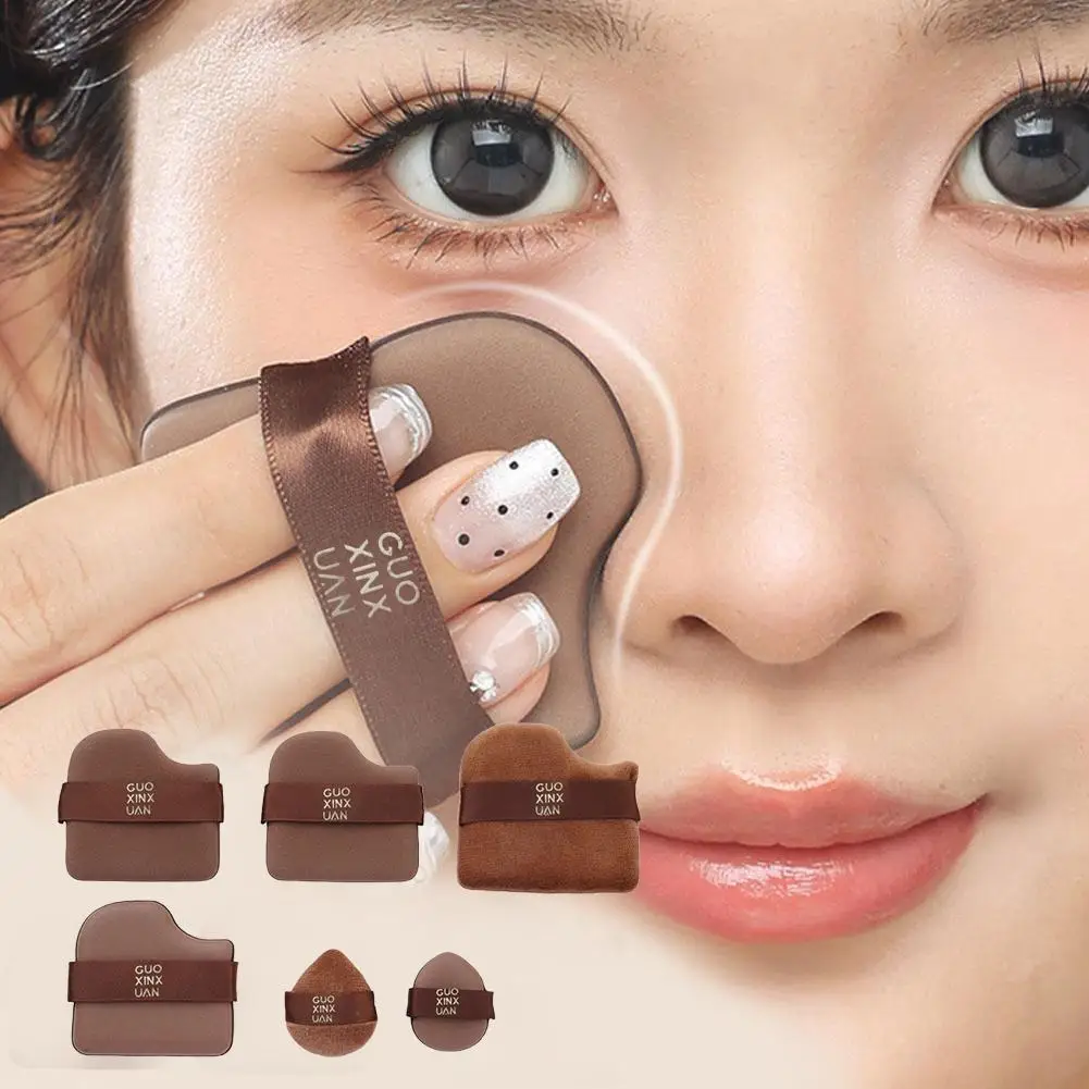 6 pçs mini liquidificador de maquiagem puffs mistura rápida cor chocolate maquiagem esponja ferramenta de maquiagem seco molhado uso pó puff para mulher beleza