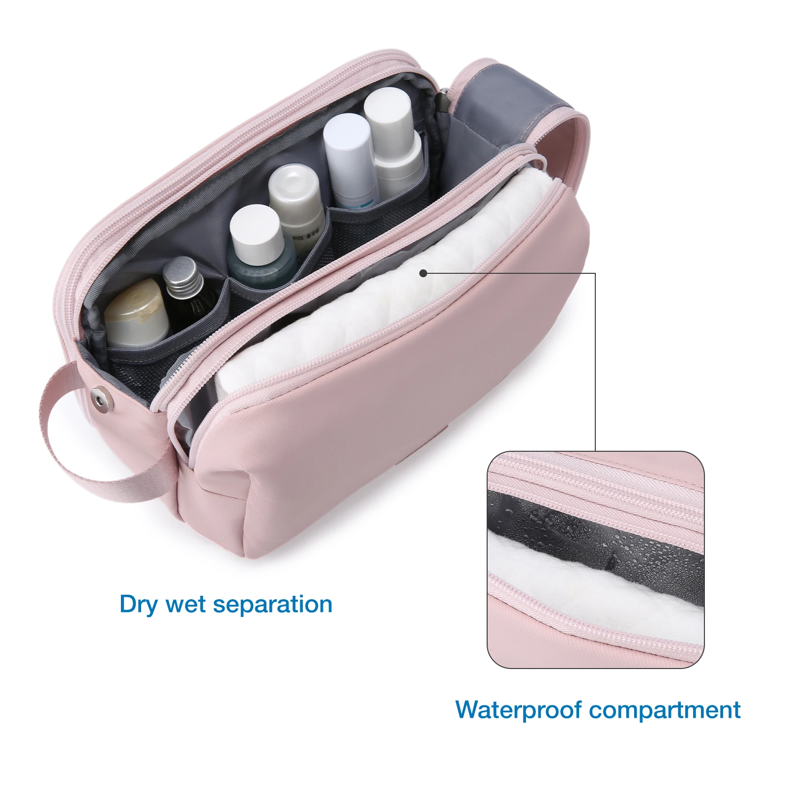 BAGSMART Travel Cosmetic Bag Functional Hanging Zipper Makeup Case Necessaries Organizer Storage Pouch Toiletry Make Up Wash Bag