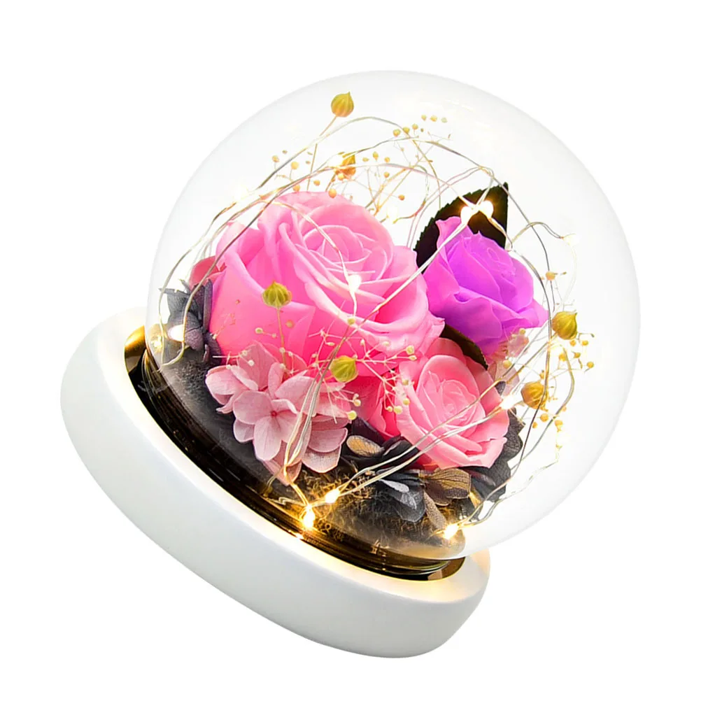 

1Pcs Simulation Rose Glass Dome Ornament Immortal Flower Decorative Case Elegant Gift Box for Her Special Occasion Surprise